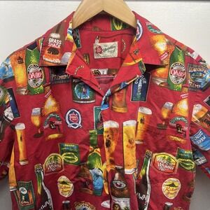 Hilo Hattie's Hawaiian Original Med Vintage Beer Label Aloha Camp-Collar Shirt